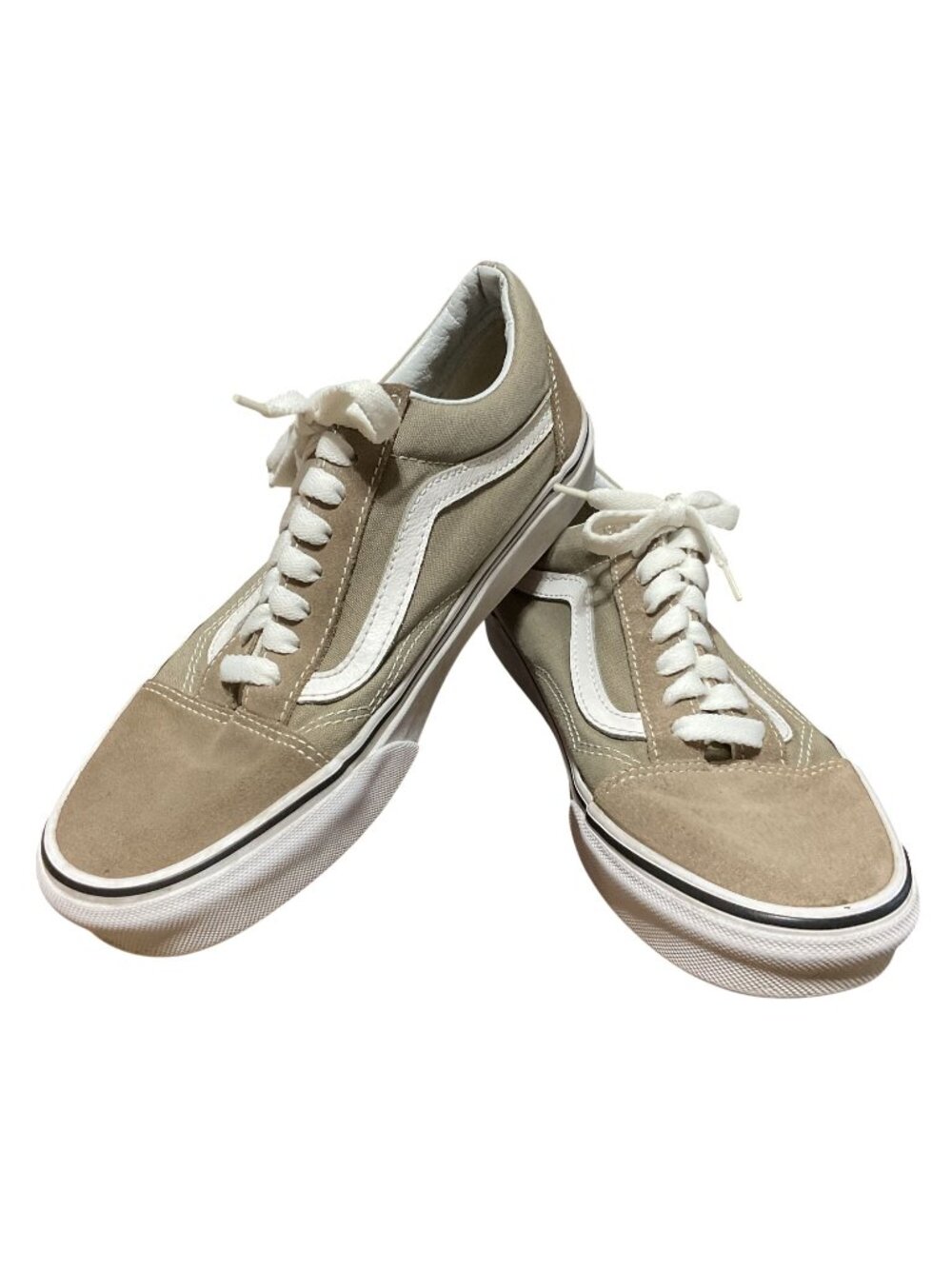 Vans Old Skool Tan/White Suede Canvas Low-Top Sneakers Size 8W - 6.5M